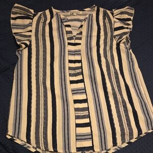 Striped Navy and White Women's Top